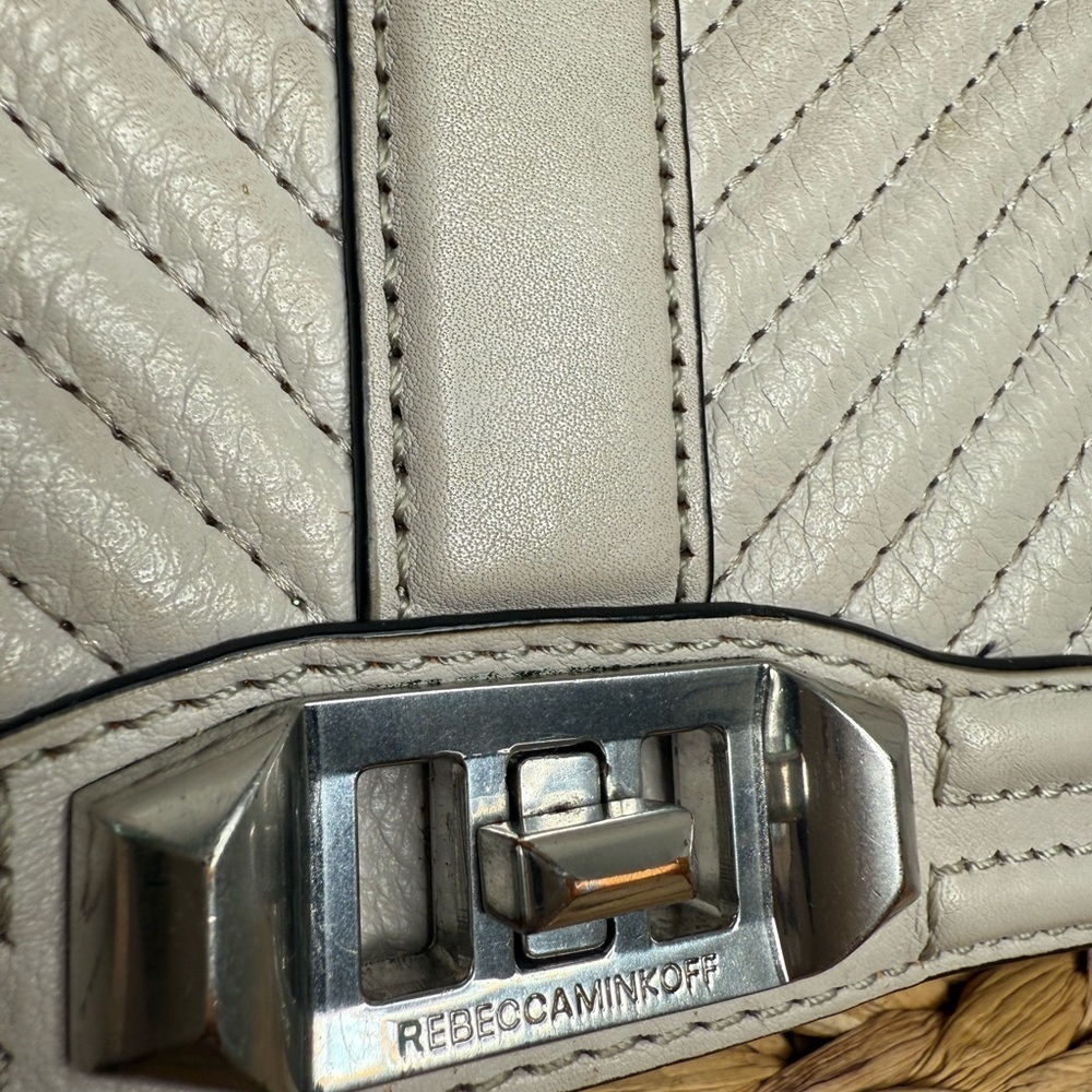 Rebecca Minkoff Purse Chevron Quilted Small Love Crossbody in Perla Pale Grey - Picture 10 of 14